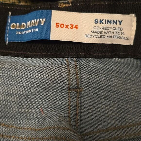New Old Navy men's 50x34 skinny medium wash jeans straight leg stretch waistband - Picture 6 of 7